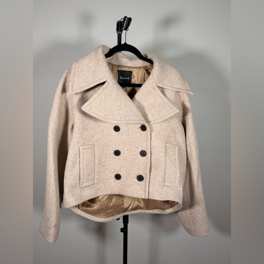 NWOT Madewell Oversized-Collar Short Peacoat - Picture 2 of 5